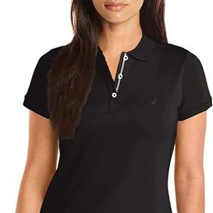 Nautica Womens 3-Button Short Sleeve 100% Cotton Polo Shirt, Large, EUC!